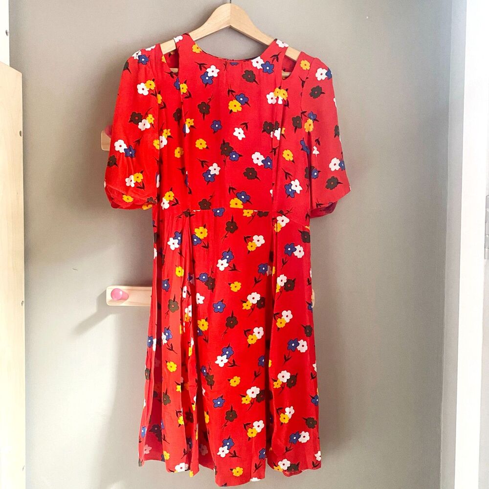 ASOS 40s Style Retro Maternity Printed Floral Tea Dress w/ Cut Out Shoulder